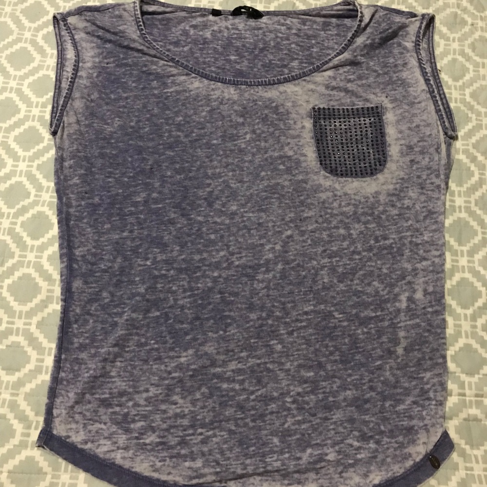 GUESS blue heather distressed sleeveless